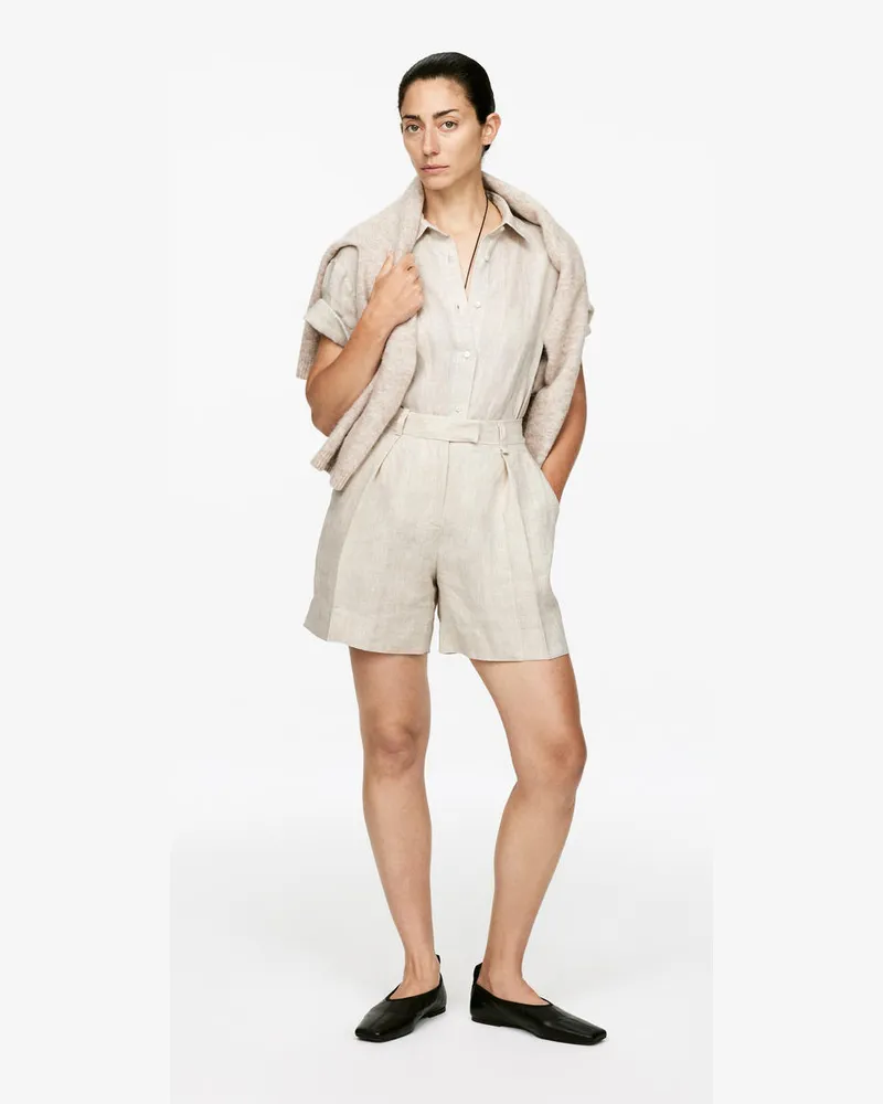 Arket Leinenshorts Mit Hohem Bund -Beige Beige