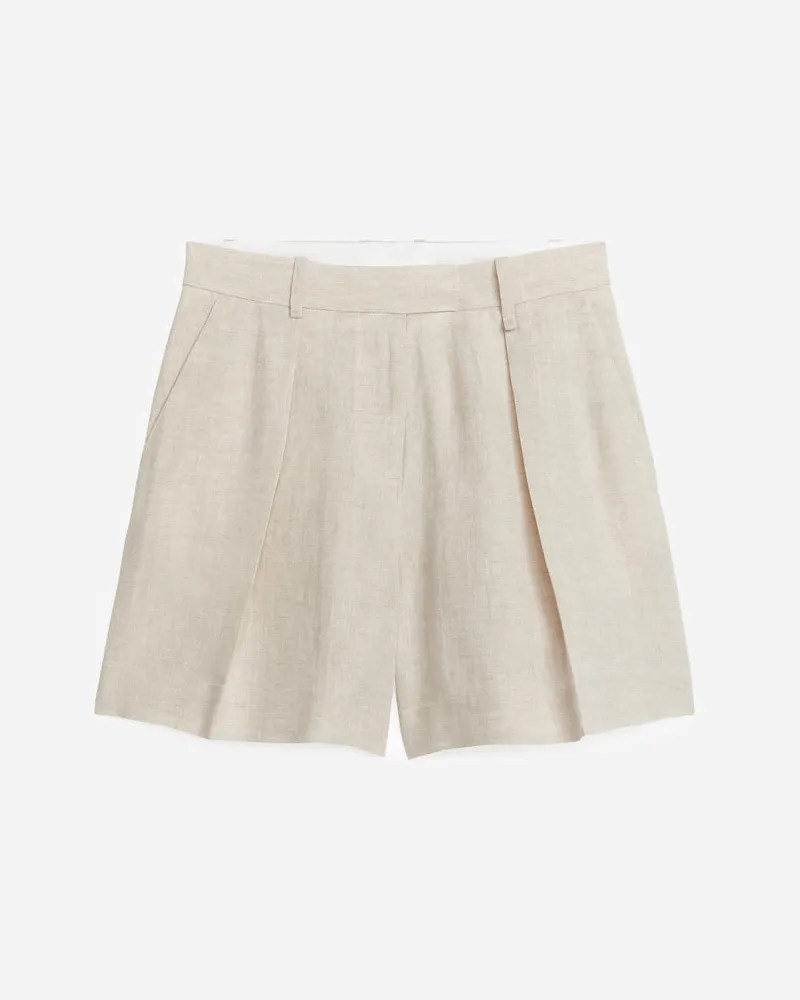 Arket Leinenshorts Mit Hohem Bund - Beige Beige