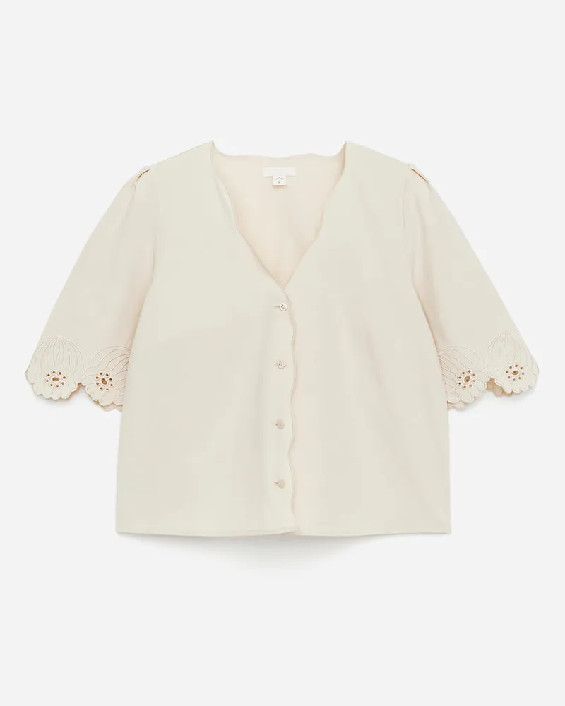 Arket Bestickte Bluse - Beige Cremeweiß