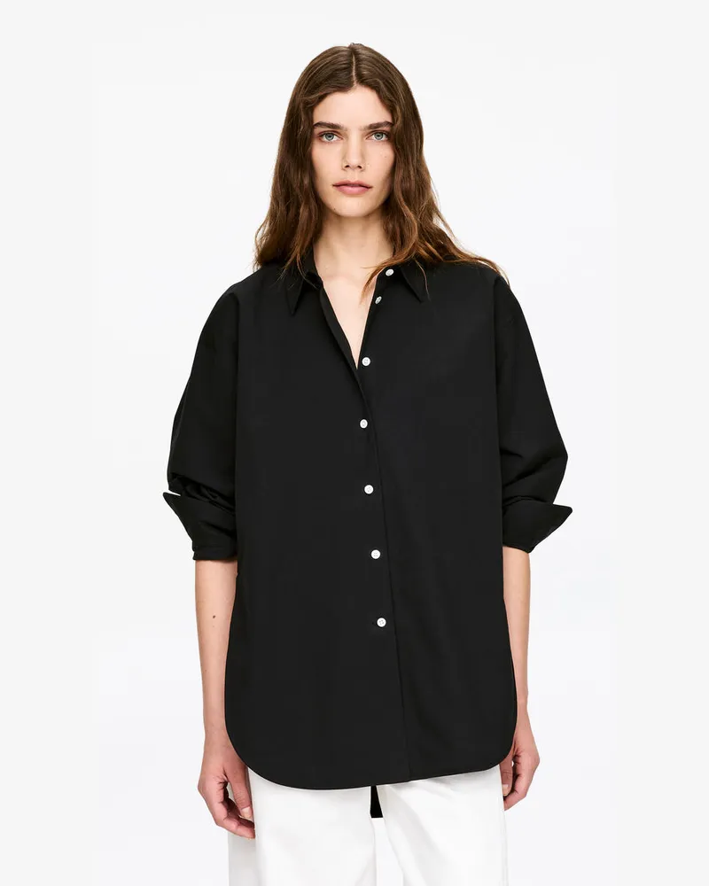 Arket Hemd Mit Abgerundetem Saum Und Schlitz -Schwarz Schwarz