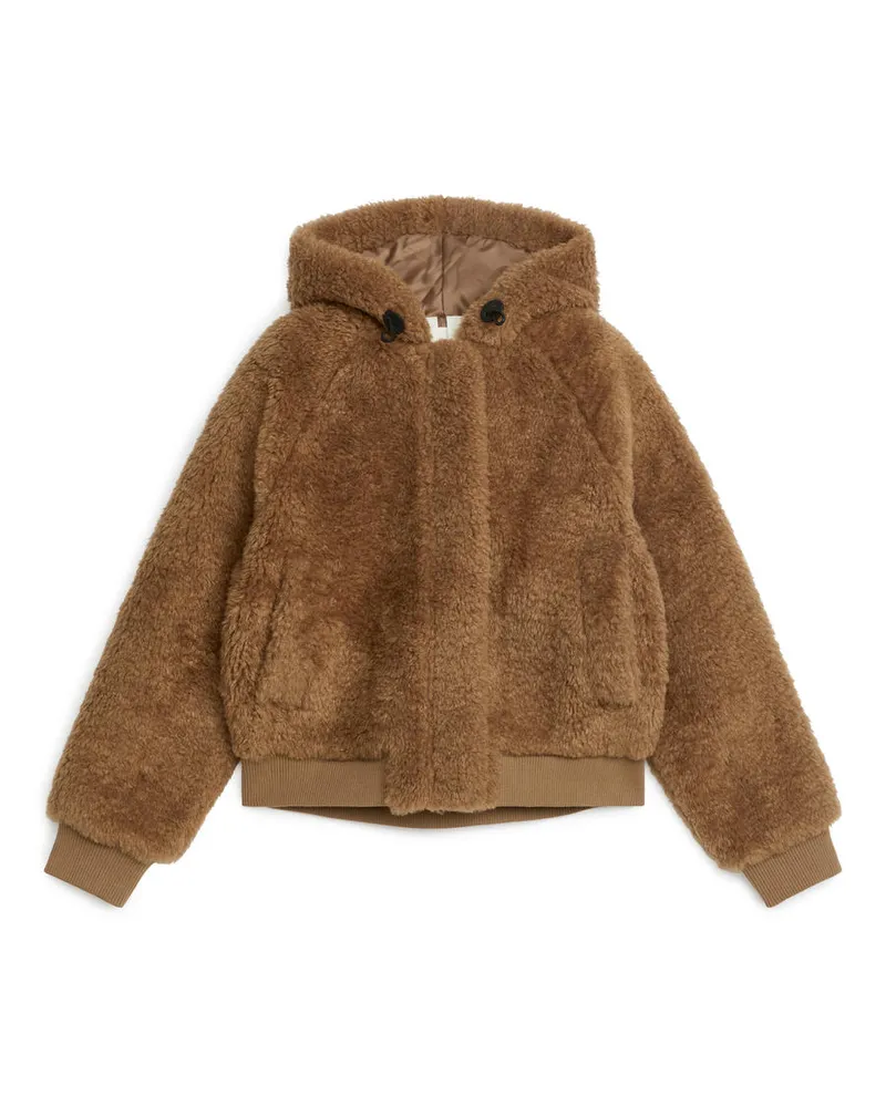 Arket Flauschige Teddyjacke - Braun Braun