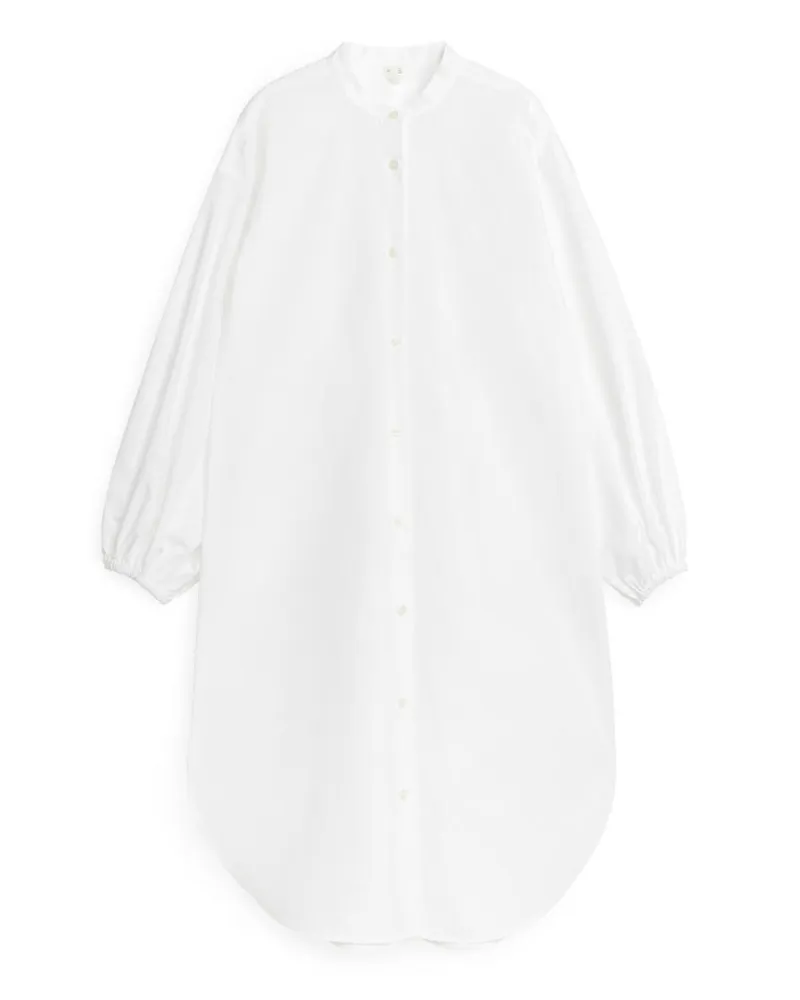 Arket Kleid Mit Ballonärmeln - Weiß Weiß