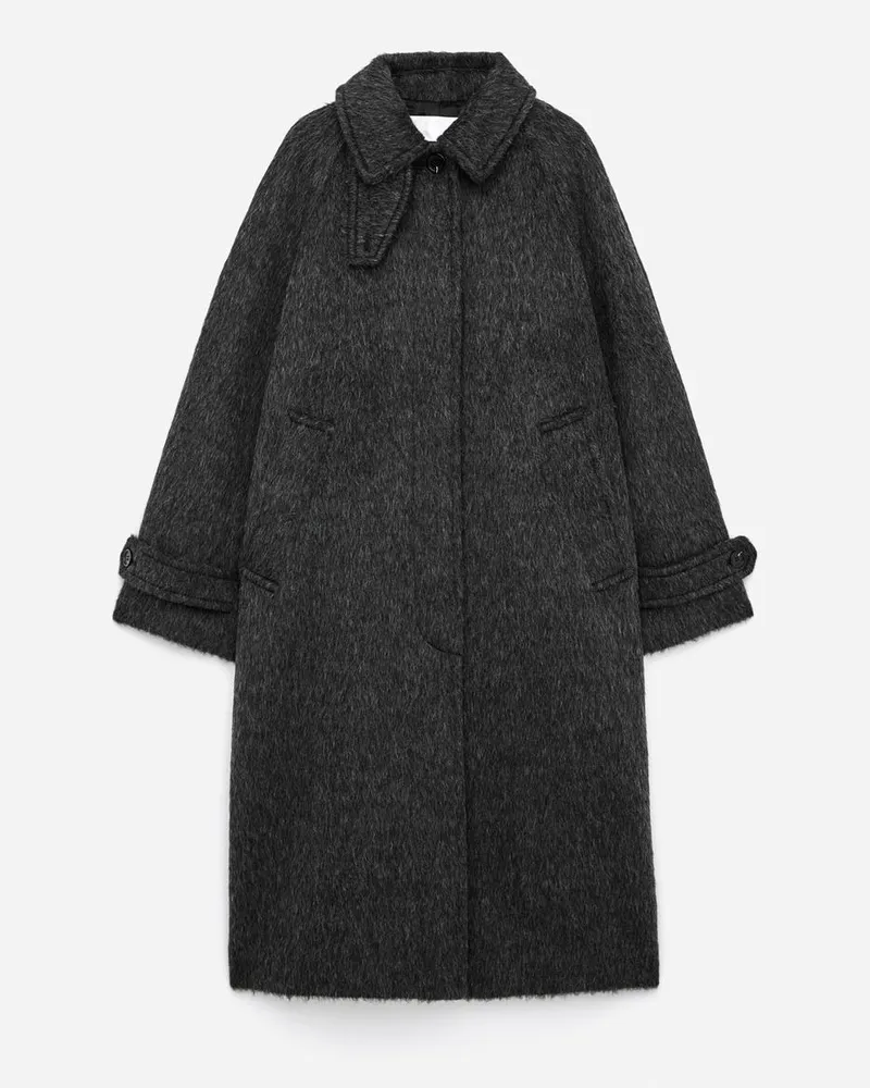 Arket Mantel Aus Wolle Und Alpakawolle -Schwarz Schwarz