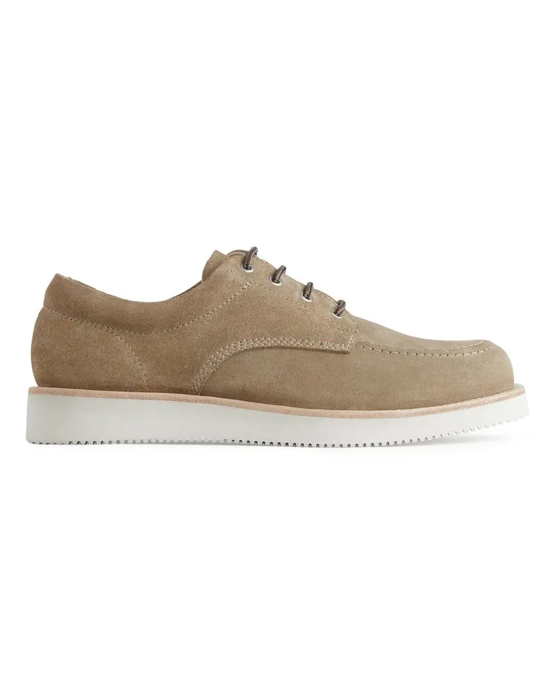 Arket Derby-Schuh aus Veloursleder mit Vibram®-Sohle Beige