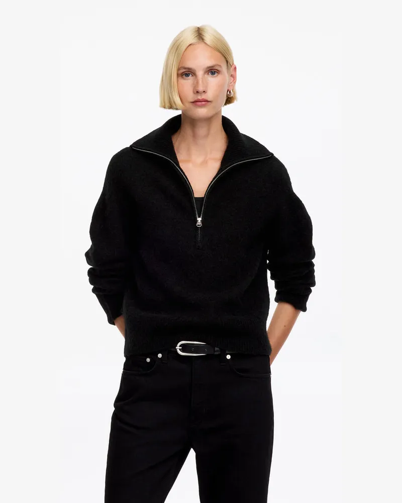 Arket Pullover Aus Alpakawollmischung Mit Reißverschluss -Schwarz Schwarz