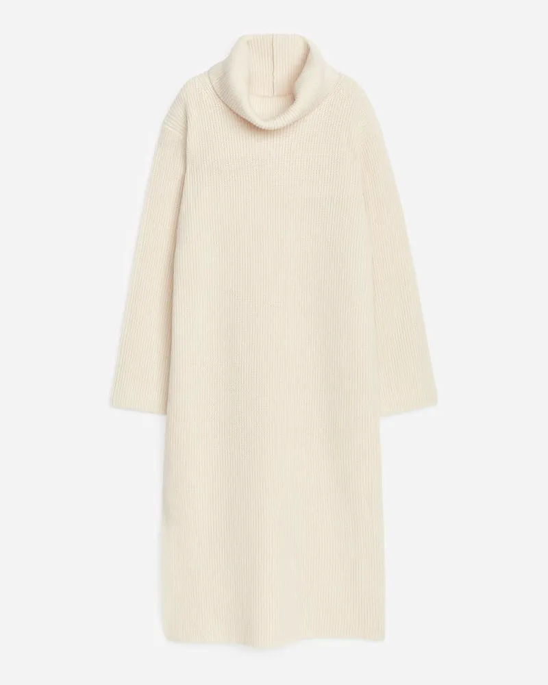 Arket Rollkragenkleid Aus Wolle -Weiß Weiß