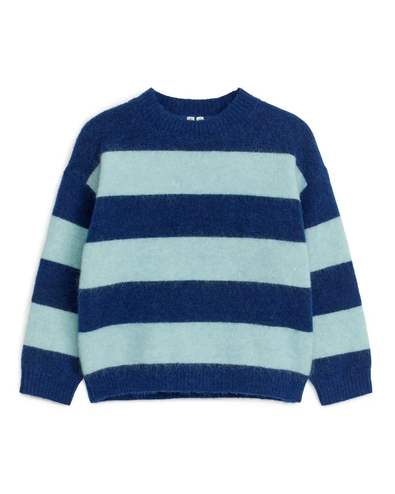 Arket Gestreifter Pullover Aus Wolle Und Alpakawolle - Blau