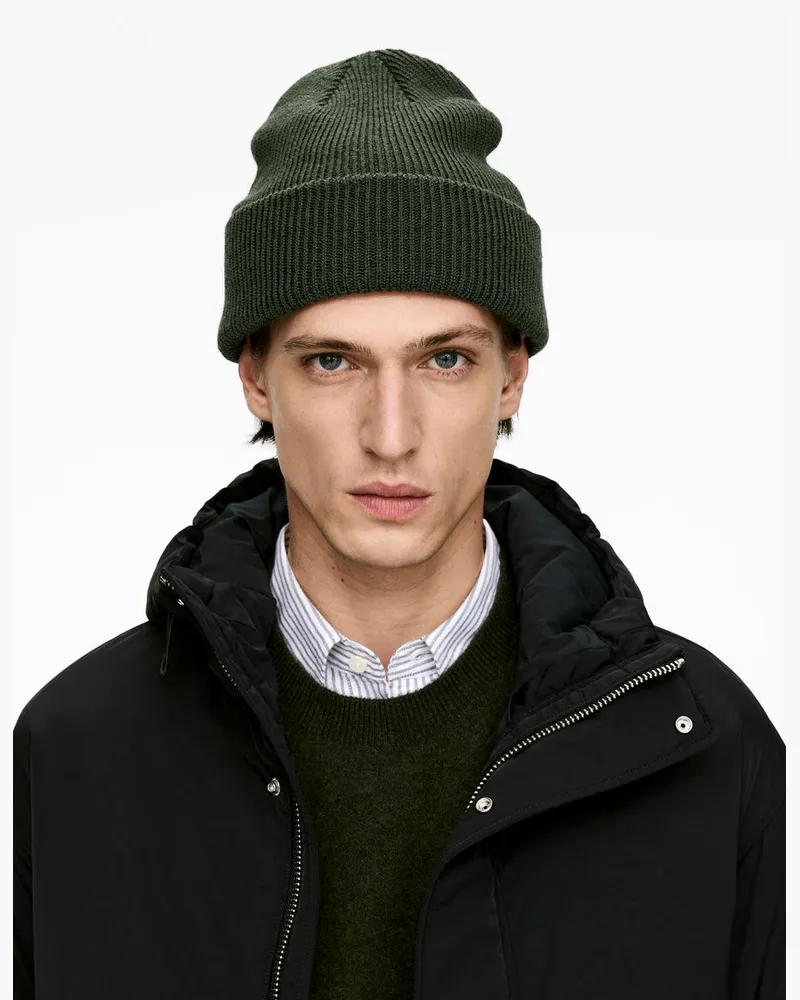 Arket Beanie Aus Wolle Und Baumwolle -Grün Grün