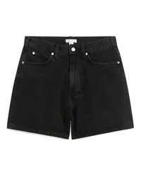 Arket Jeansshorts mit Hohem Bund Schwarz