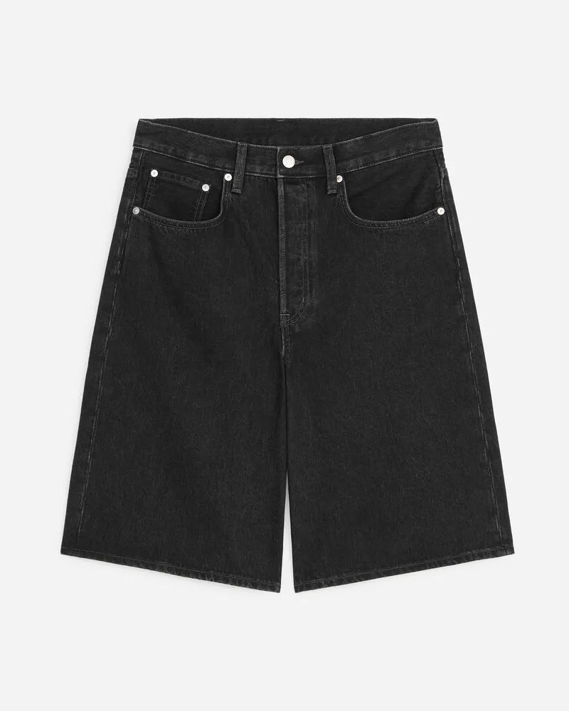 Arket Lange Jeansshorts -Schwarz Schwarz