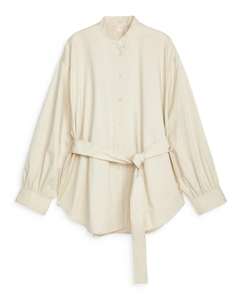 Arket Bluse Mit Bindeband - Weiß Cremeweiß