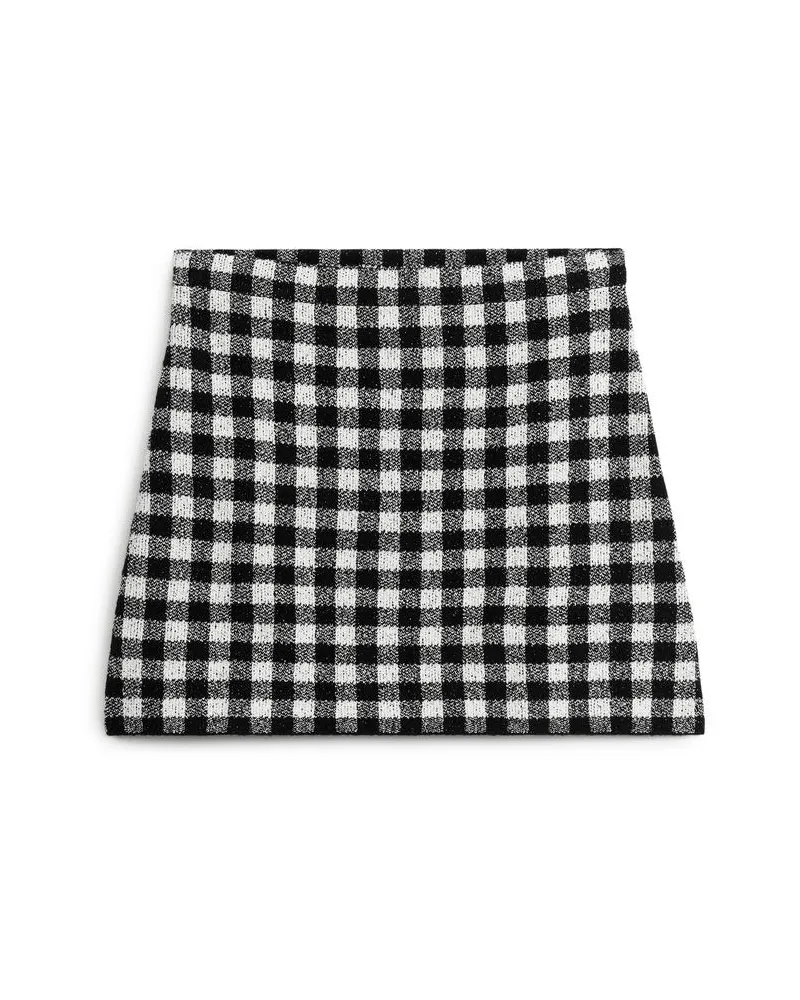 Arket Minirock Aus Jacquardstrick - Weiß|Schwarz Weiß