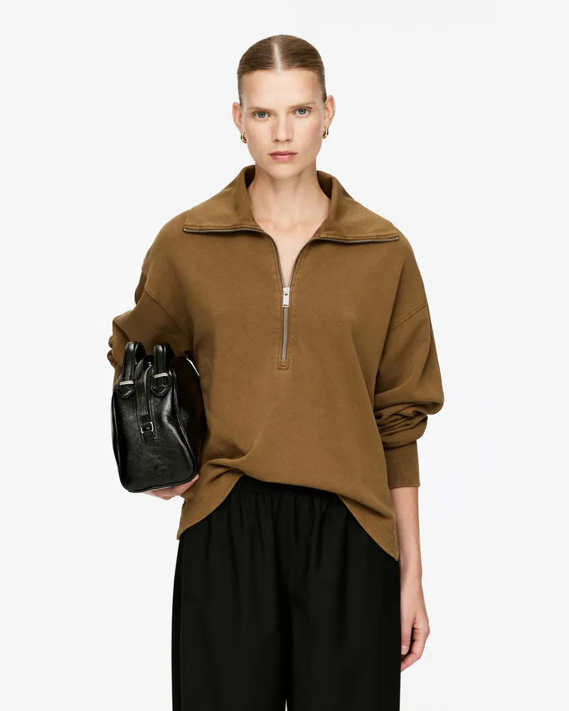 Arket Sweatshirt Mit Halbem Reißverschluss -Beige Beige