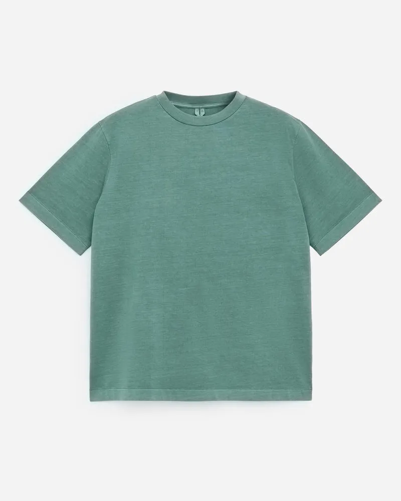 Arket Stückgefärbtes Interlock-T-Shirt -Grün Grün