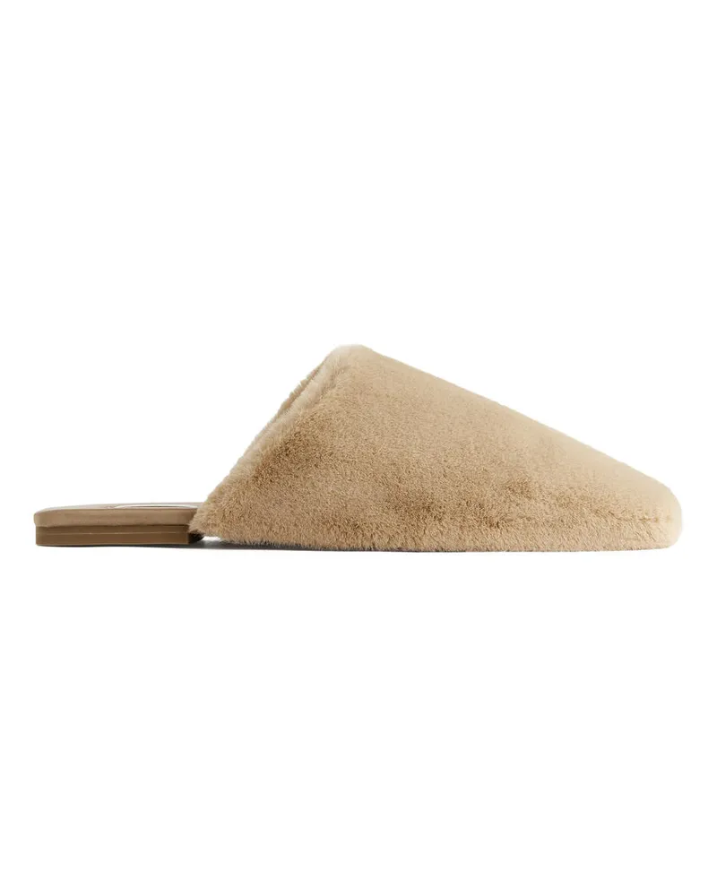 Arket Kunstfell-Pantoffeln - Beige Beige