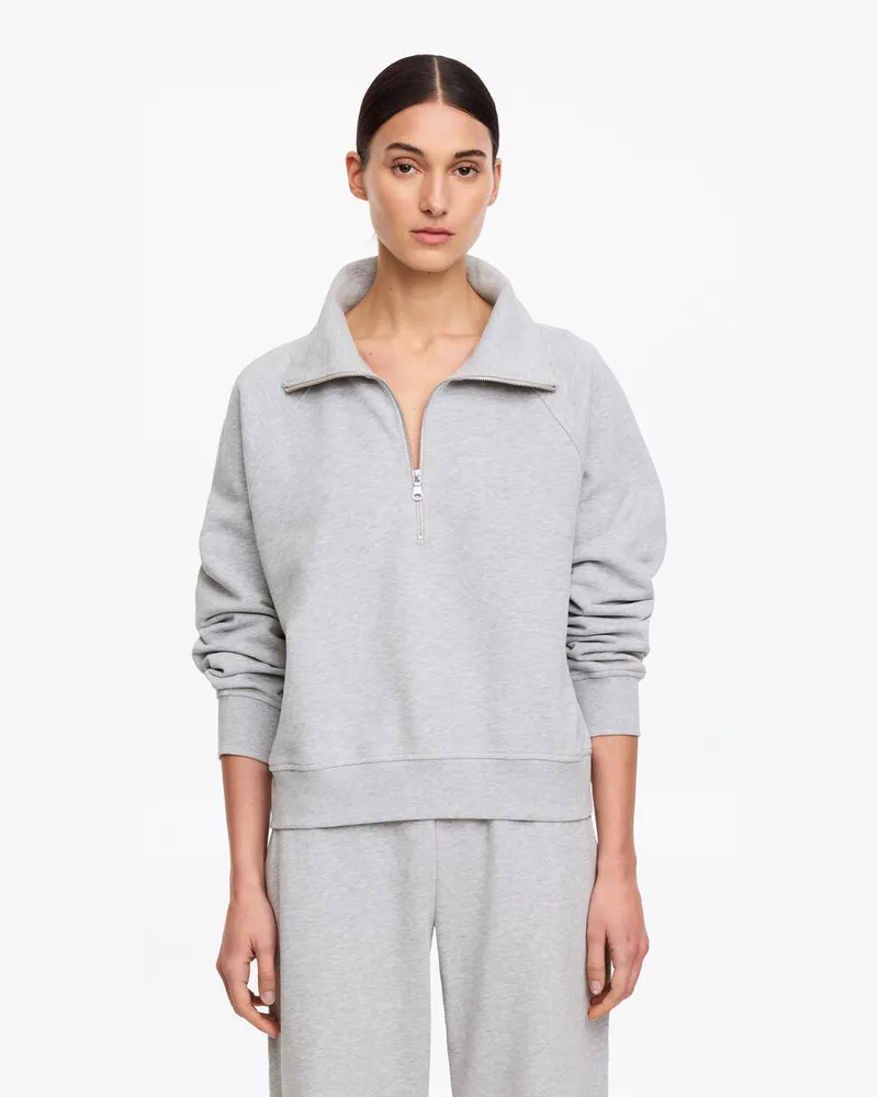 Arket French-Terry-Sweatshirt Mit Kurzem Reißverschluss -Grau Grau