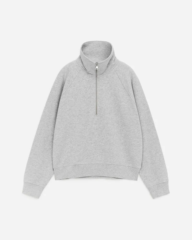 Arket French-Terry-Sweatshirt Mit Kurzem Reißverschluss -Grau Grau