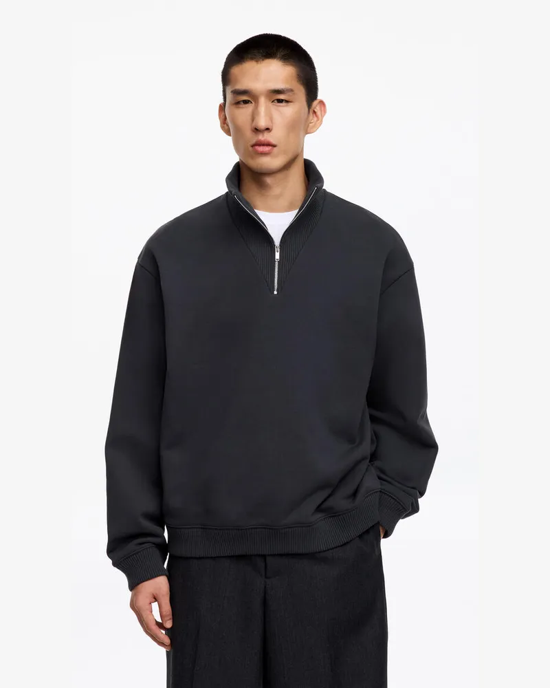 Arket Sweatshirt Mit Kurzem Reißverschluss -Blau Blau