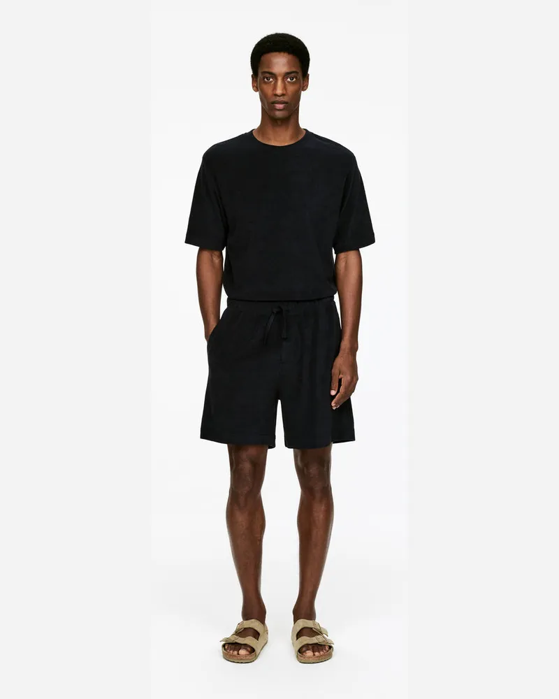 Arket Shorts Aus Baumwollfrottee -Schwarz Schwarz