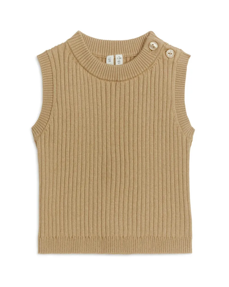 Arket Weste Aus Rippenstrick-Baumwolle - Beige Beige