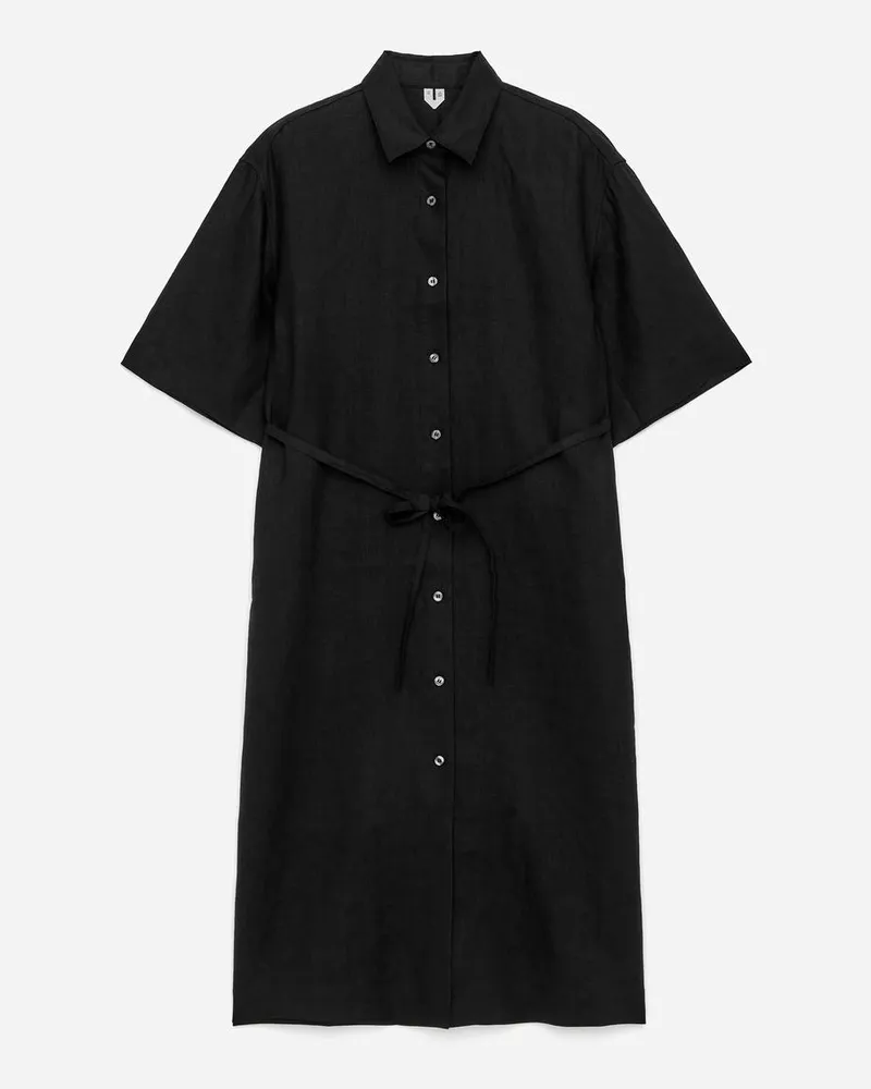 Arket Hemdkleid Aus Leinen -Schwarz Schwarz