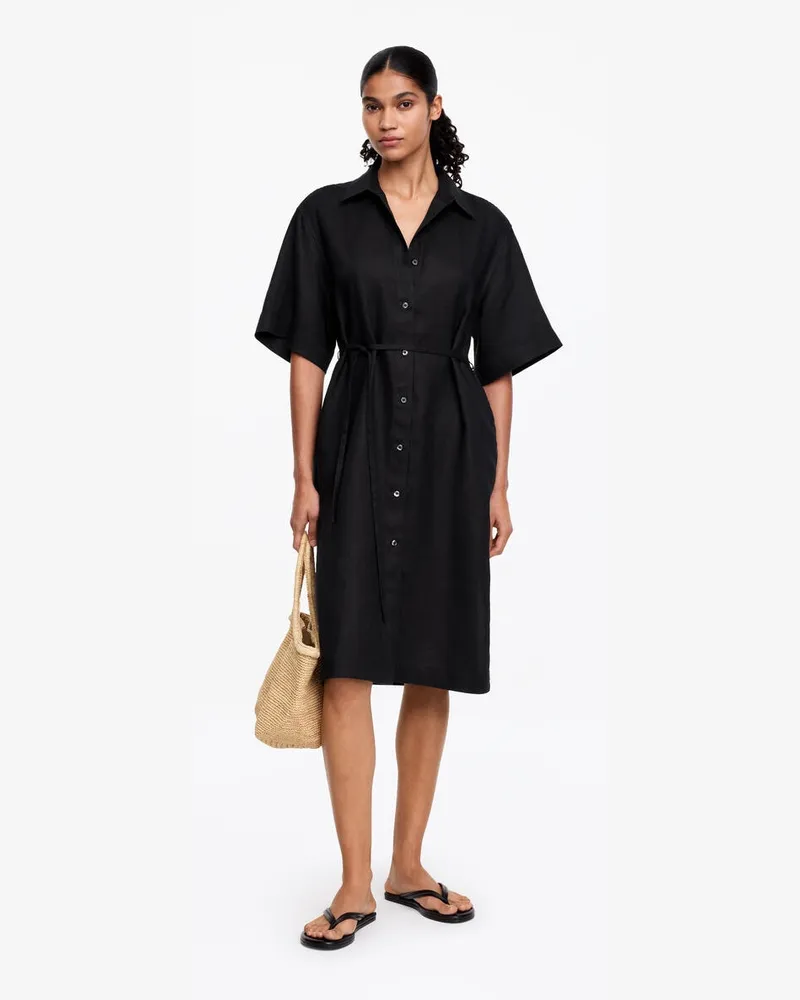 Arket Hemdkleid Aus Leinen -Schwarz Schwarz