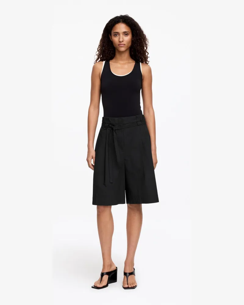 Arket Shorts Aus Baumwoll-Popeline Mit Falten -Schwarz Schwarz