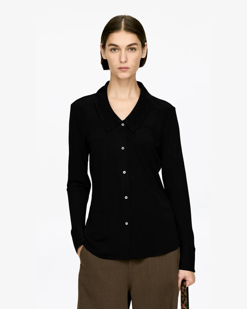 Arket Fließendes Jerseyhemd -Schwarz Schwarz