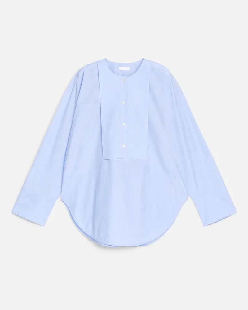 Arket Bluse Mit Latzeinsatz Aus Baumwolle -Blau Blau