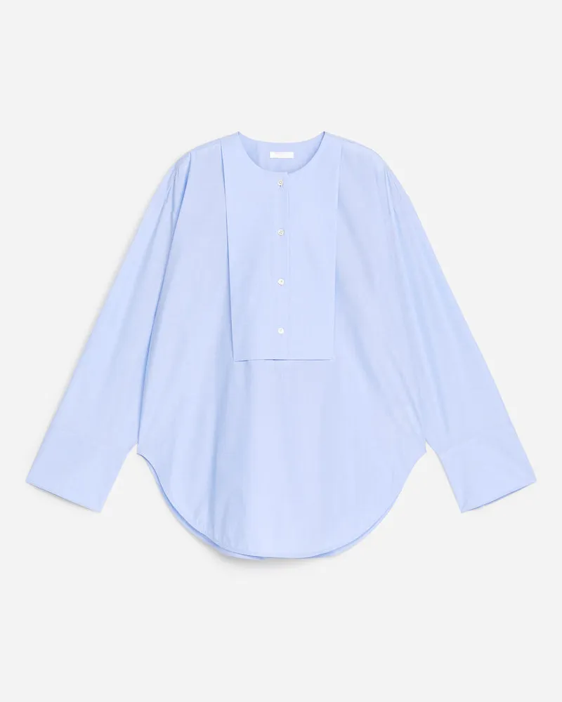 Arket Bluse Mit Latzeinsatz Aus Baumwolle -Blau Blau