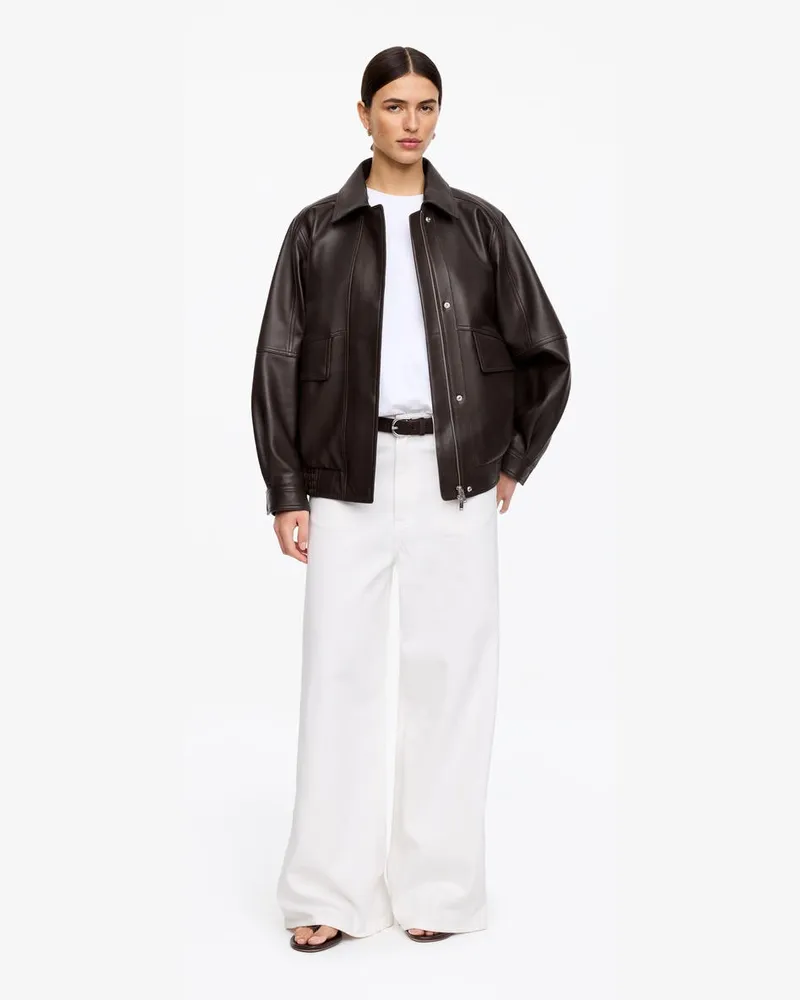 Arket Lockere Lederjacke -Braun Braun