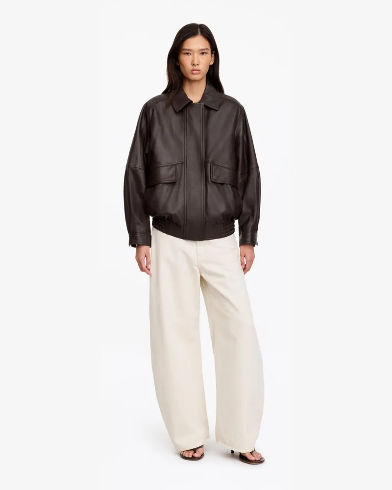 Arket Lockere Lederjacke -Braun Braun