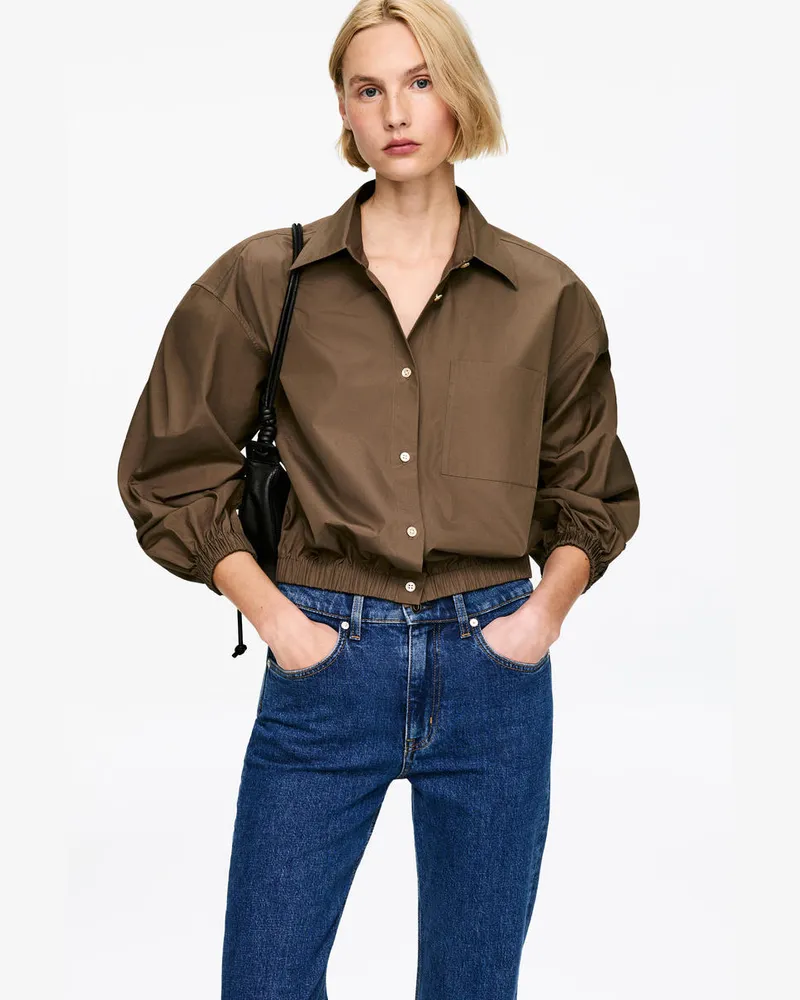 Arket Kurzes Baumwollhemd -Braun Braun