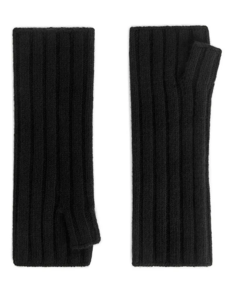 Arket Fingerlose Wollhandschuhe Schwarz