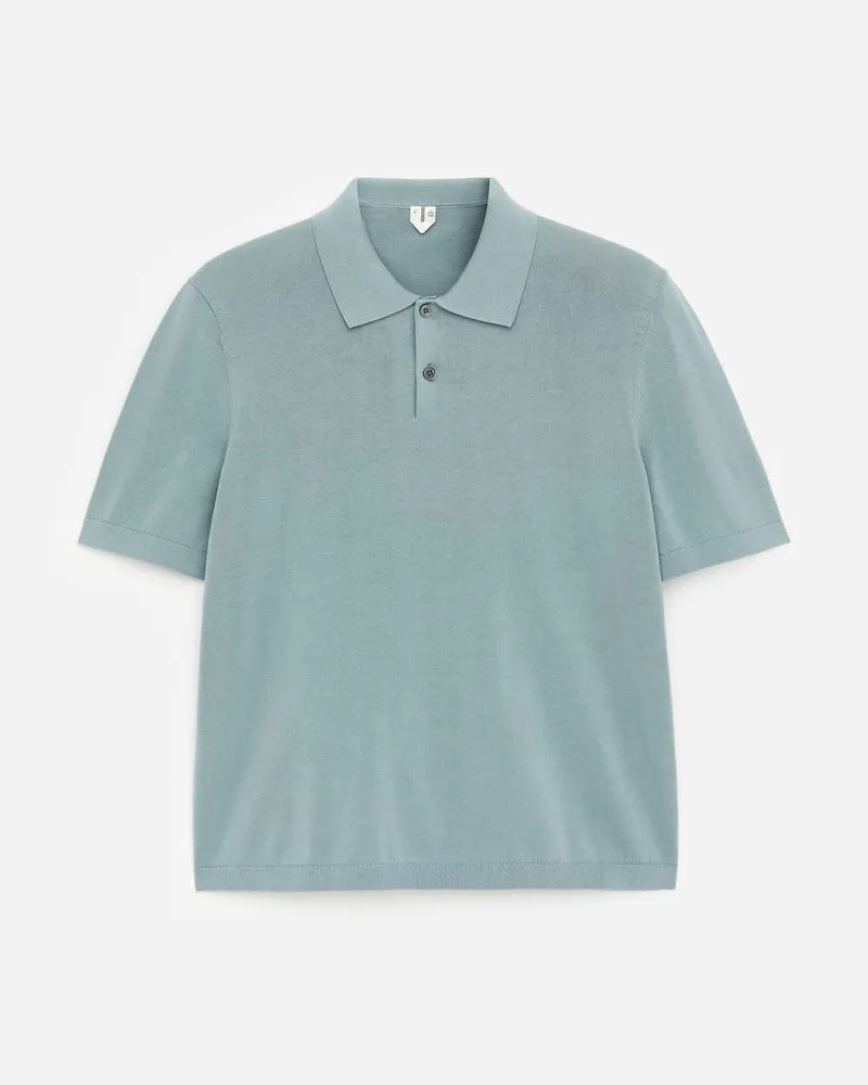Arket Feinstrick-Poloshirt -Türkis Türkis