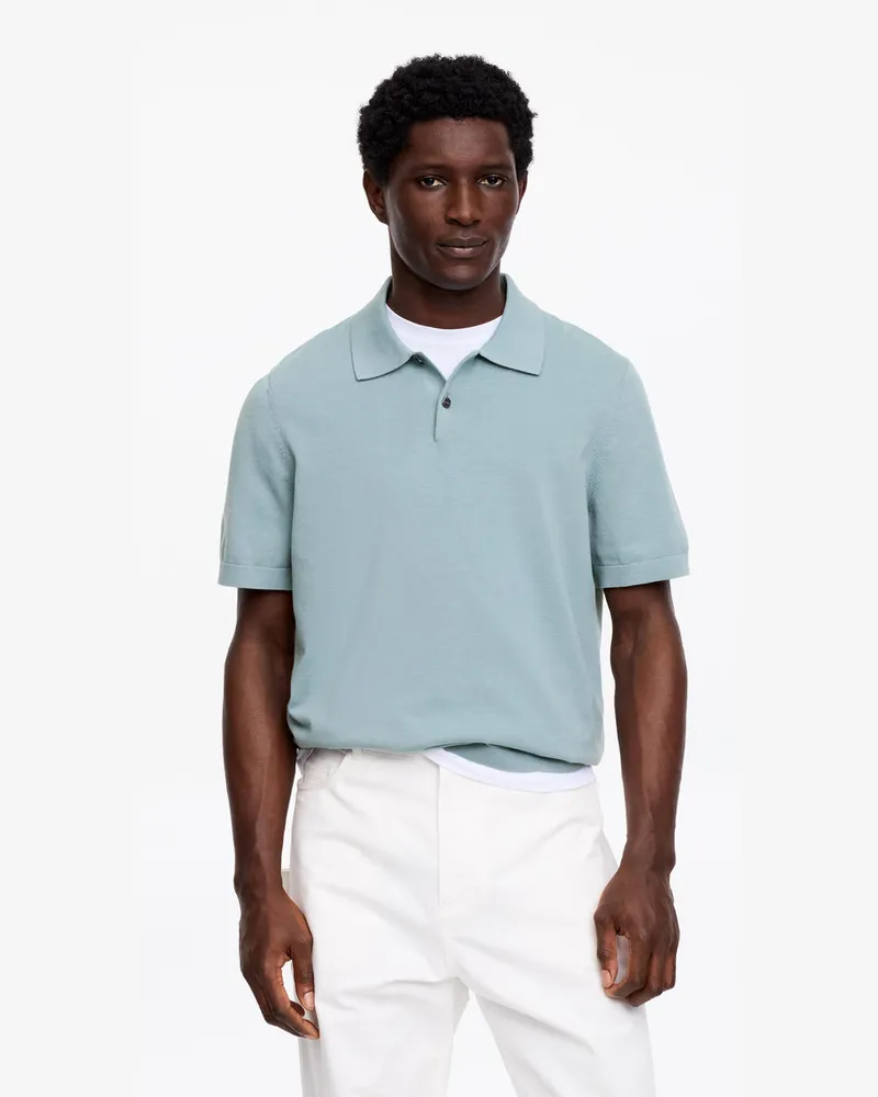 Arket Feinstrick-Poloshirt -Türkis Türkis