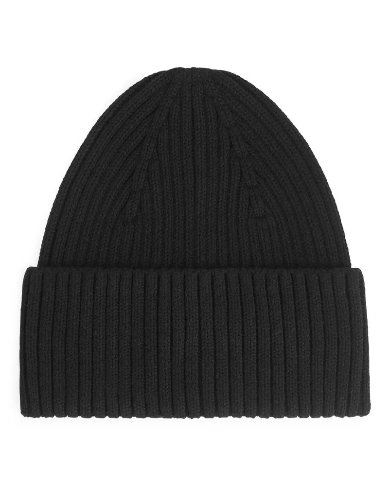 Arket Rippstrickmütze - Schwarz Schwarz