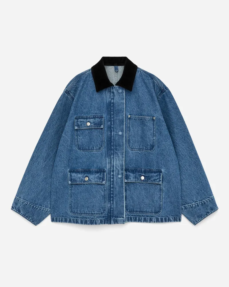 Arket Jeansjacke Mit Cordkragen - Blau Blau