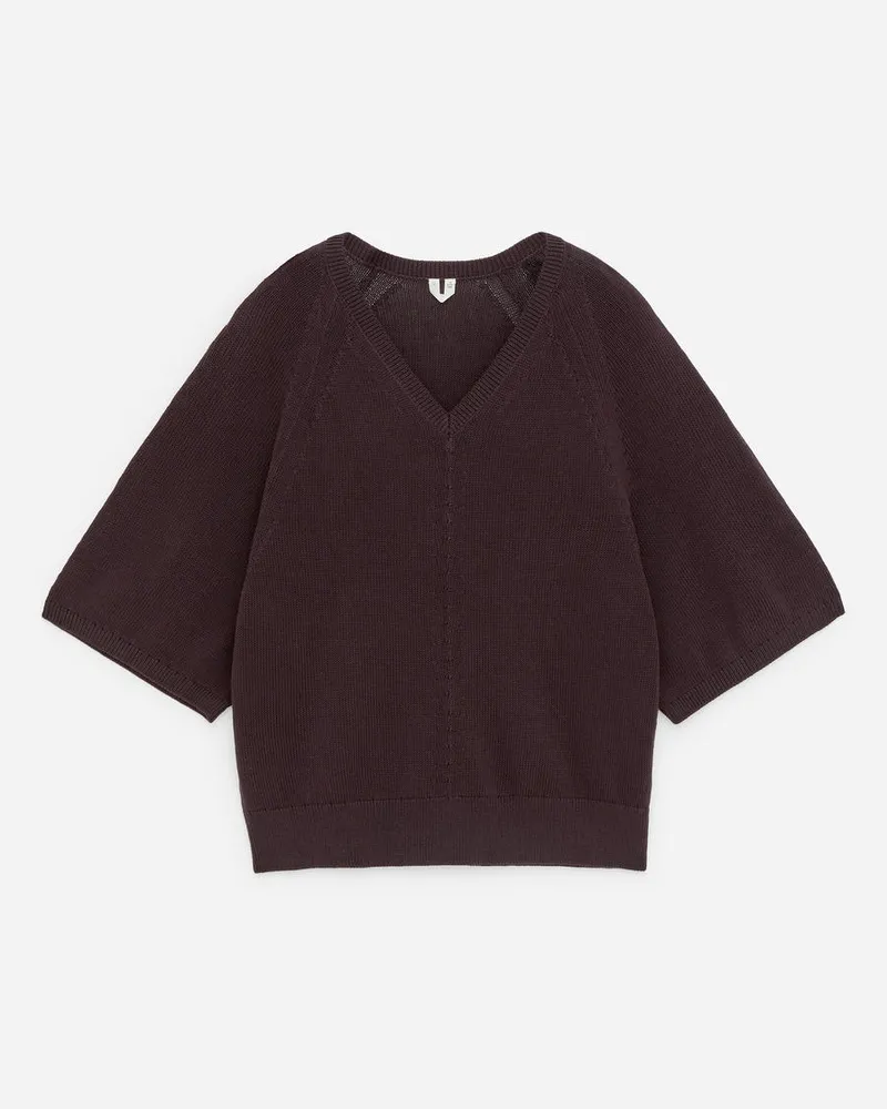Arket Strickoberteil Mit V-Ausschnitt -Braun Braun