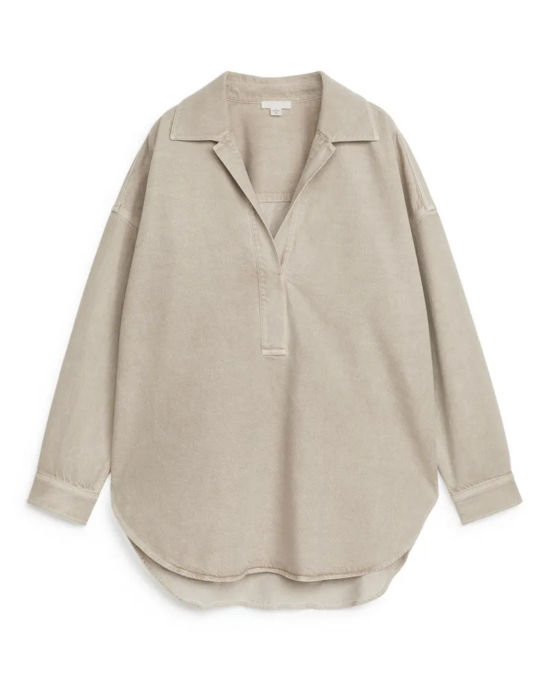 Arket Overdyed-Schlupfhemd - Beige|Grau Greige