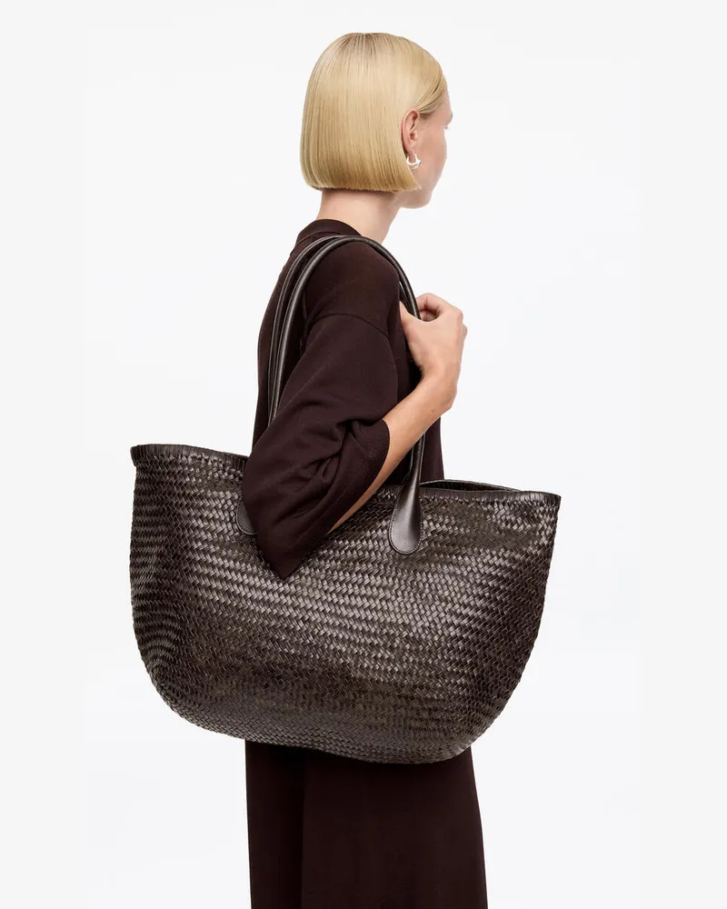 Arket Gewebte Tragetasche Aus Leder -Braun Braun