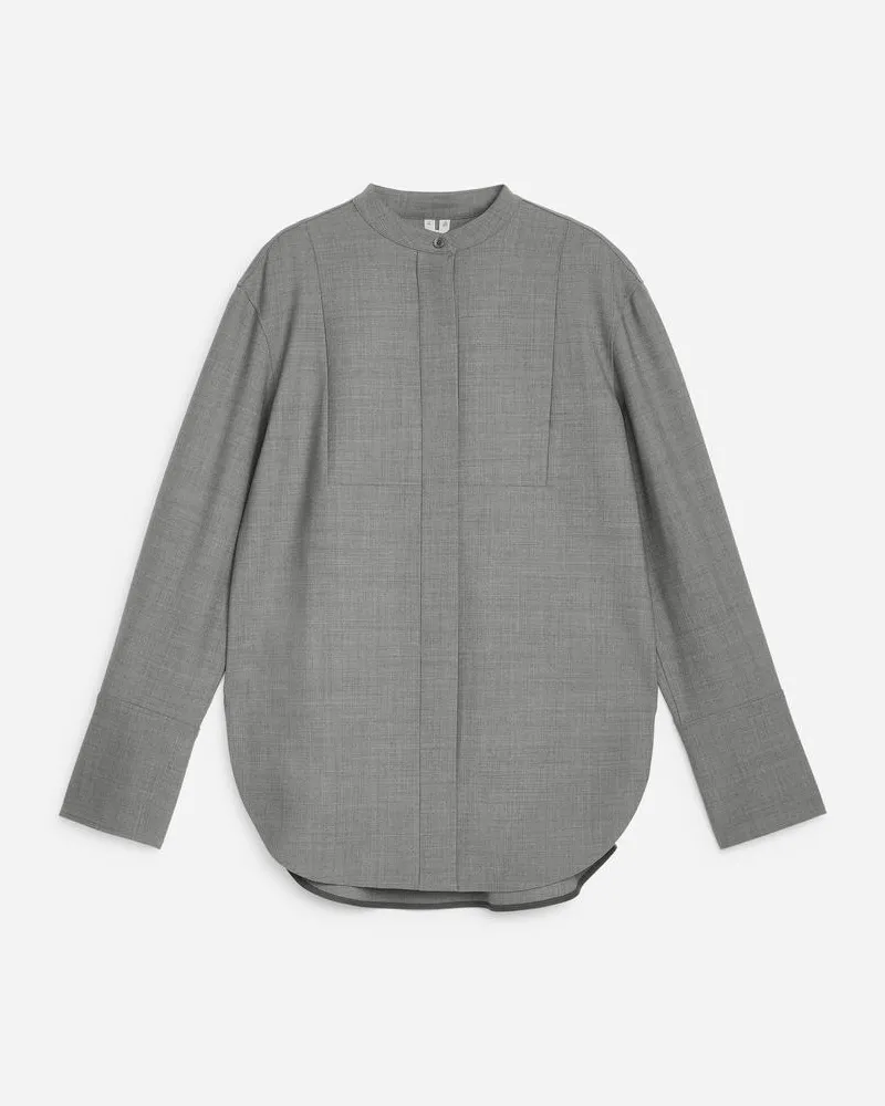 Arket Smokinghemd Aus Wollmischung -Grau Grau