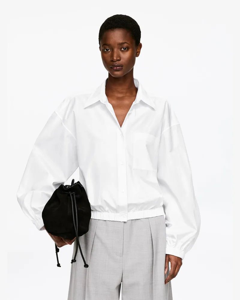 Arket Kurzes Baumwollhemd -Weiß Weiß