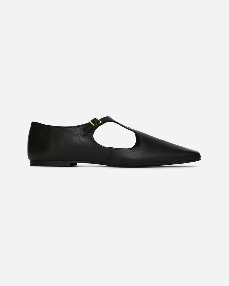 Arket Flacher Lederschuh Mit Schnalle - Schwarz Schwarz