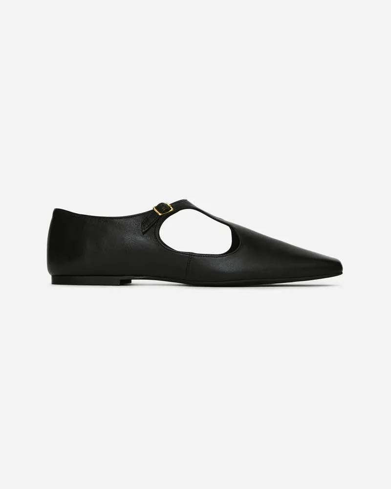 Arket Flacher Lederschuh Mit Schnalle -Schwarz Schwarz
