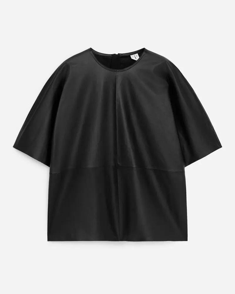 Arket Leder-T-Shirt -Schwarz Schwarz