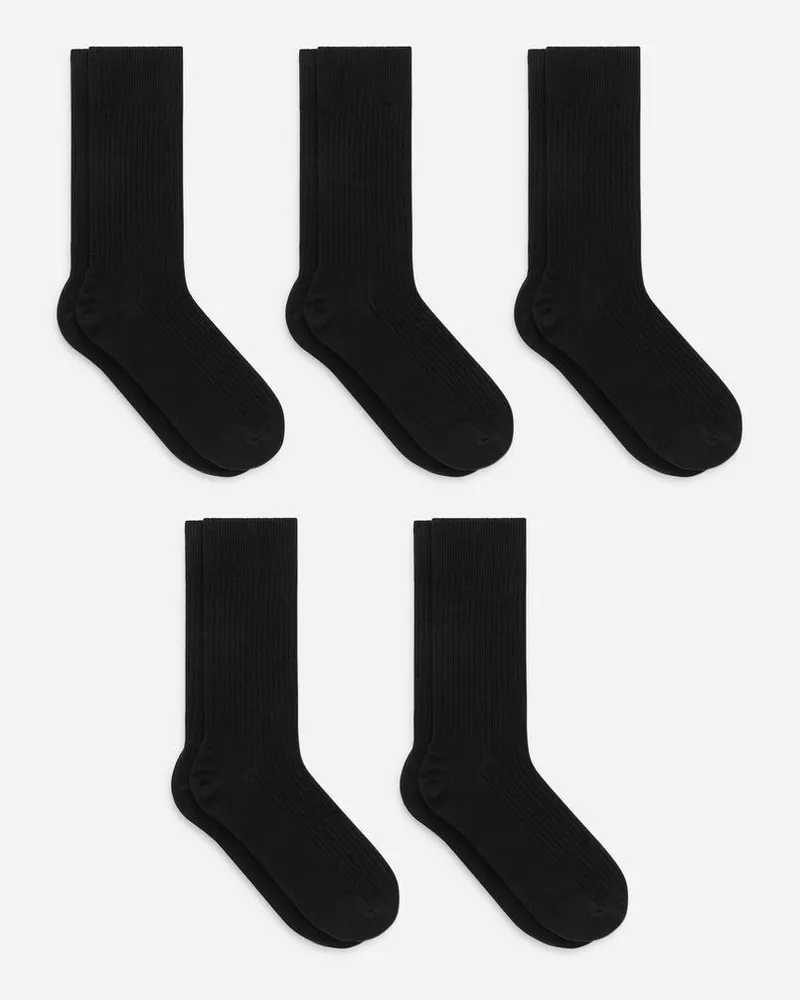 Arket Gerippte Socken Aus Supima-Baumwolle, 5Er-Pack - Schwarz Schwarz