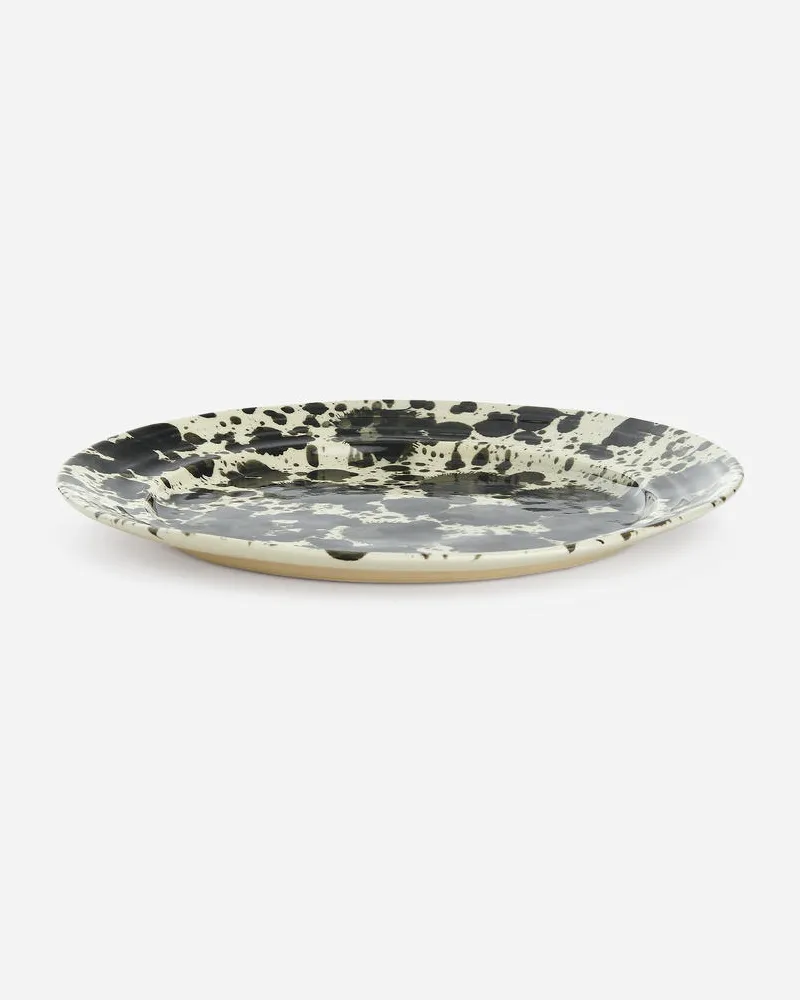 Arket Teller, 27 Cm - Schwarz|Beige|Mehrfarbig Cremeweiß