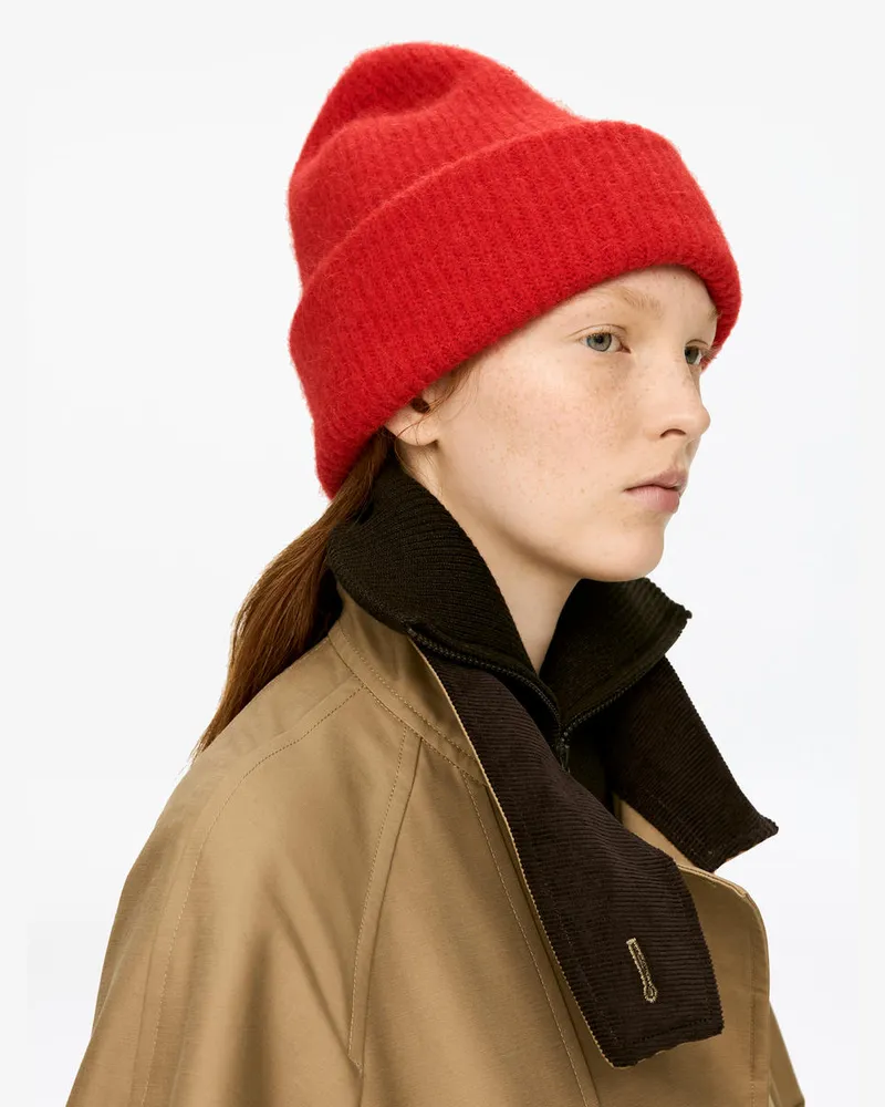 Arket Beanie Aus Alpaka- Und Merinowolle -Rot Rot