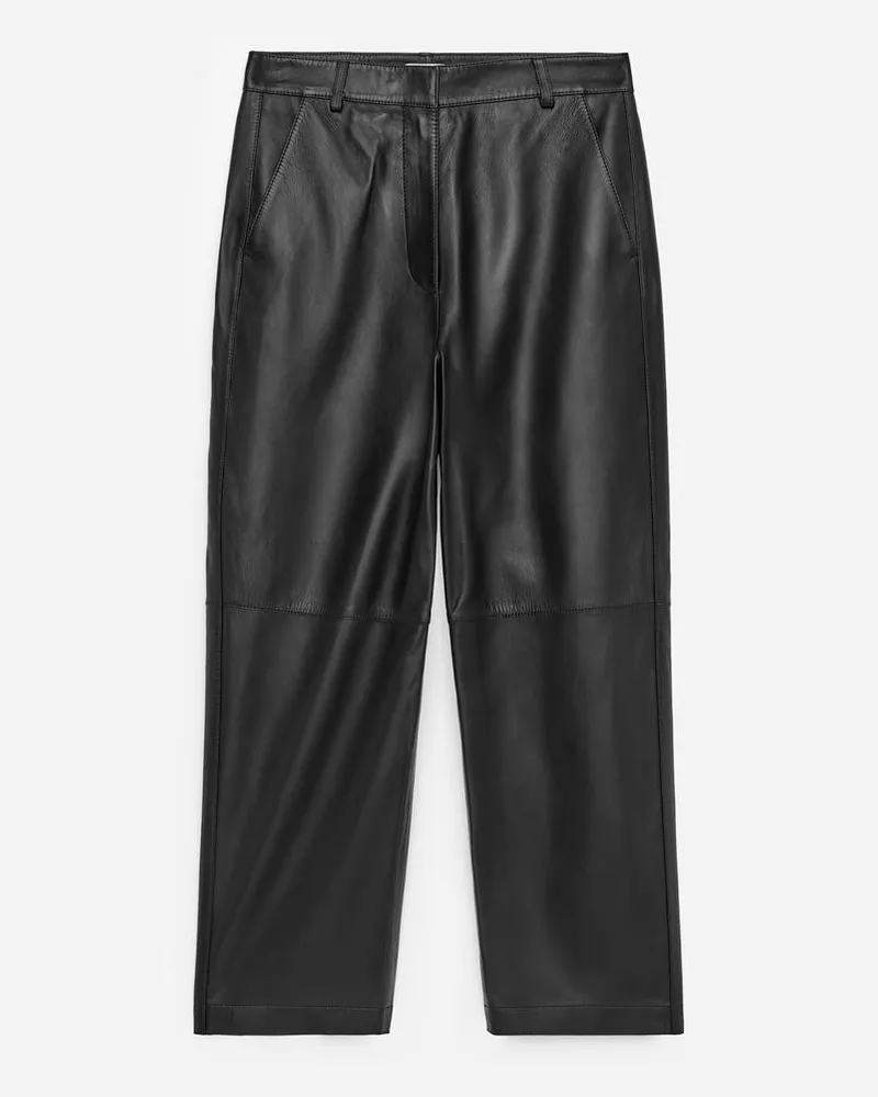 Arket Lockere Lederhose -Schwarz Schwarz